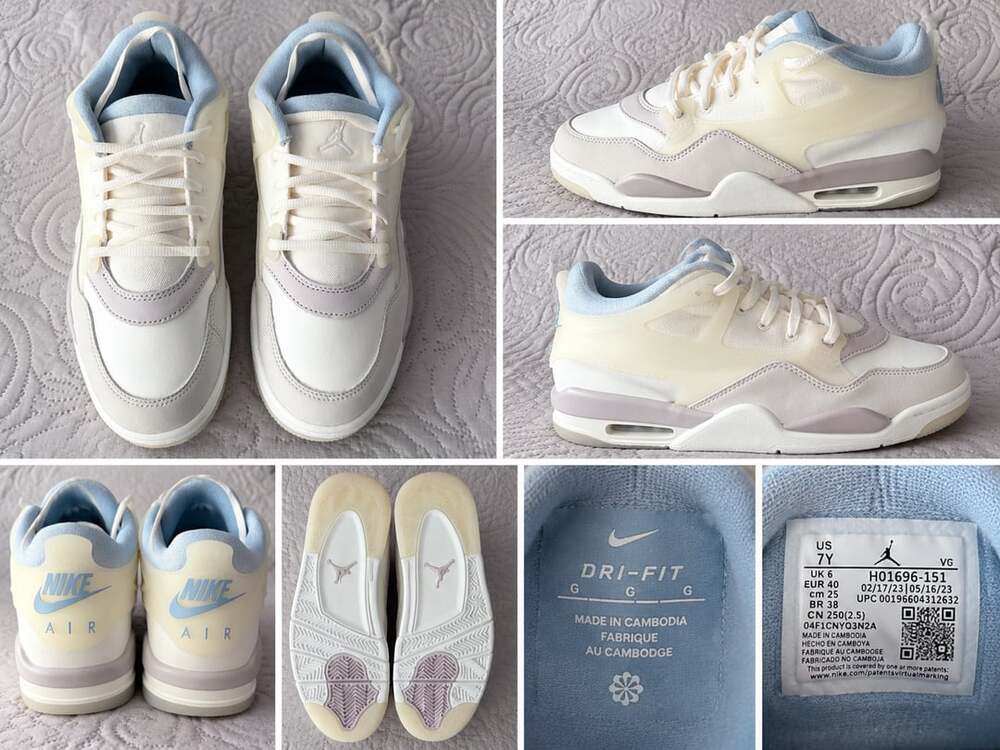Nike Air Jordan 4 RM Sneakers Sail Blue Tint Size 7Y Womenโs 8.5
